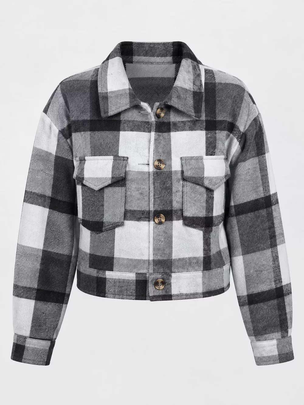 Plaid Button-Front Cropped Jacket, image 46