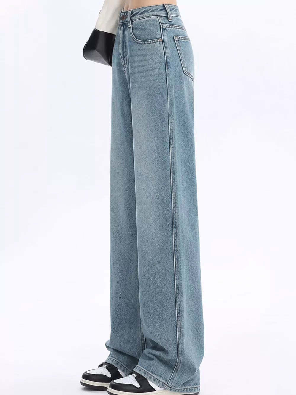 High-Waisted Vintage Wash Wide-Leg Jeans, image 2