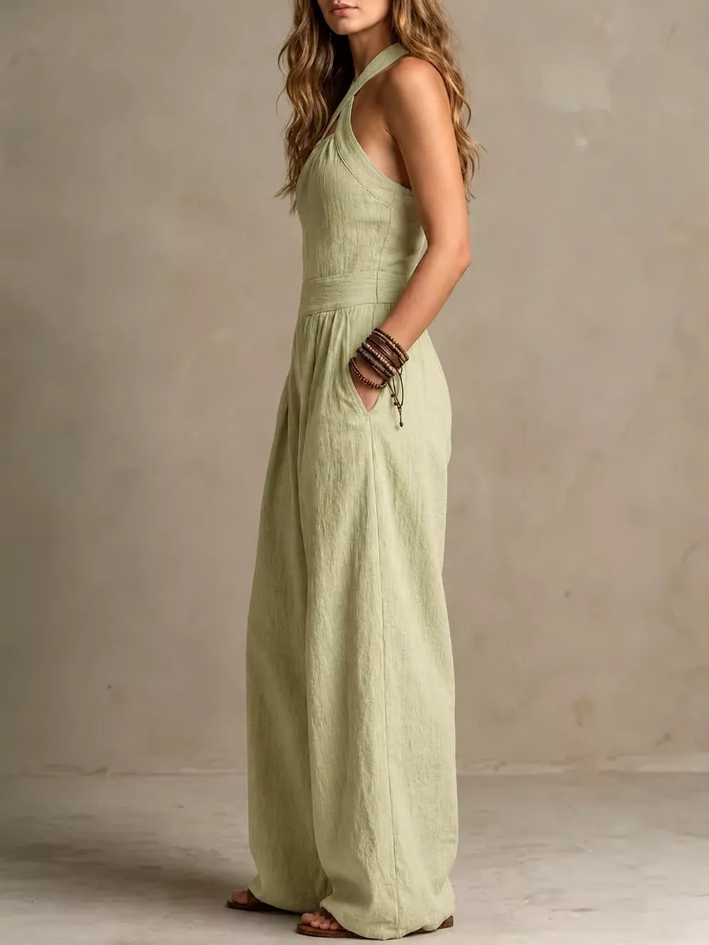 Full Size Halter Neck Wide-Leg Jumpsuit Plus Size, image 53