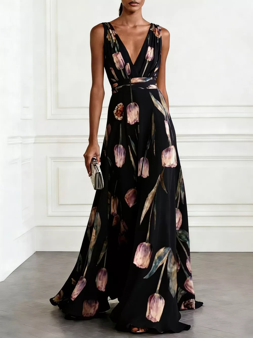 Full Size Sleeveless Floral Print Maxi Dress Plus Size, image 20