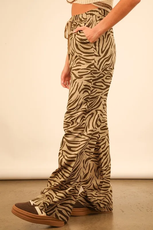 Animal Print Linen Wide Leg Pants, image 7
