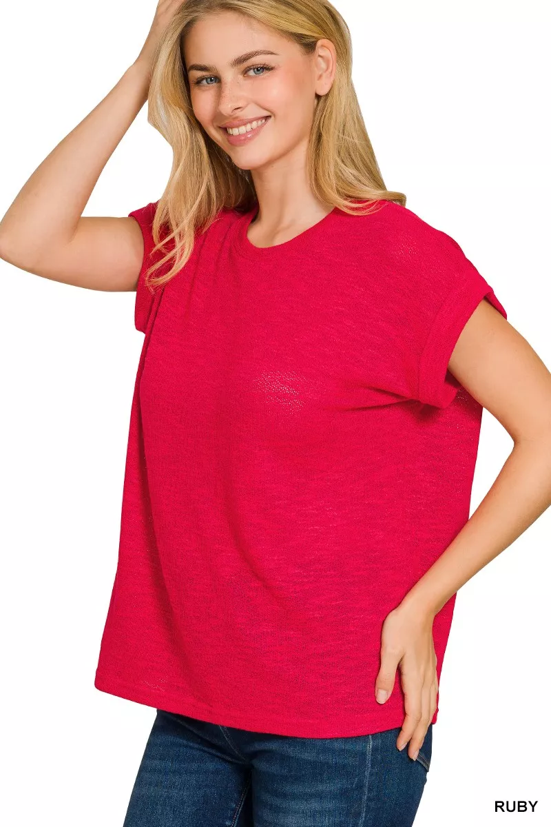 Hacci Slub Rolled Up Sleeve Tee, image 3