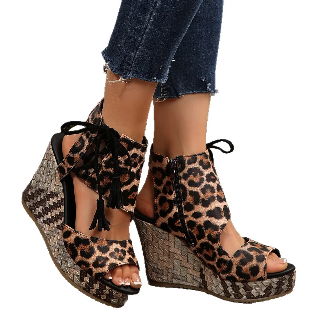 Printed Wedge Platform Sandals, image 3