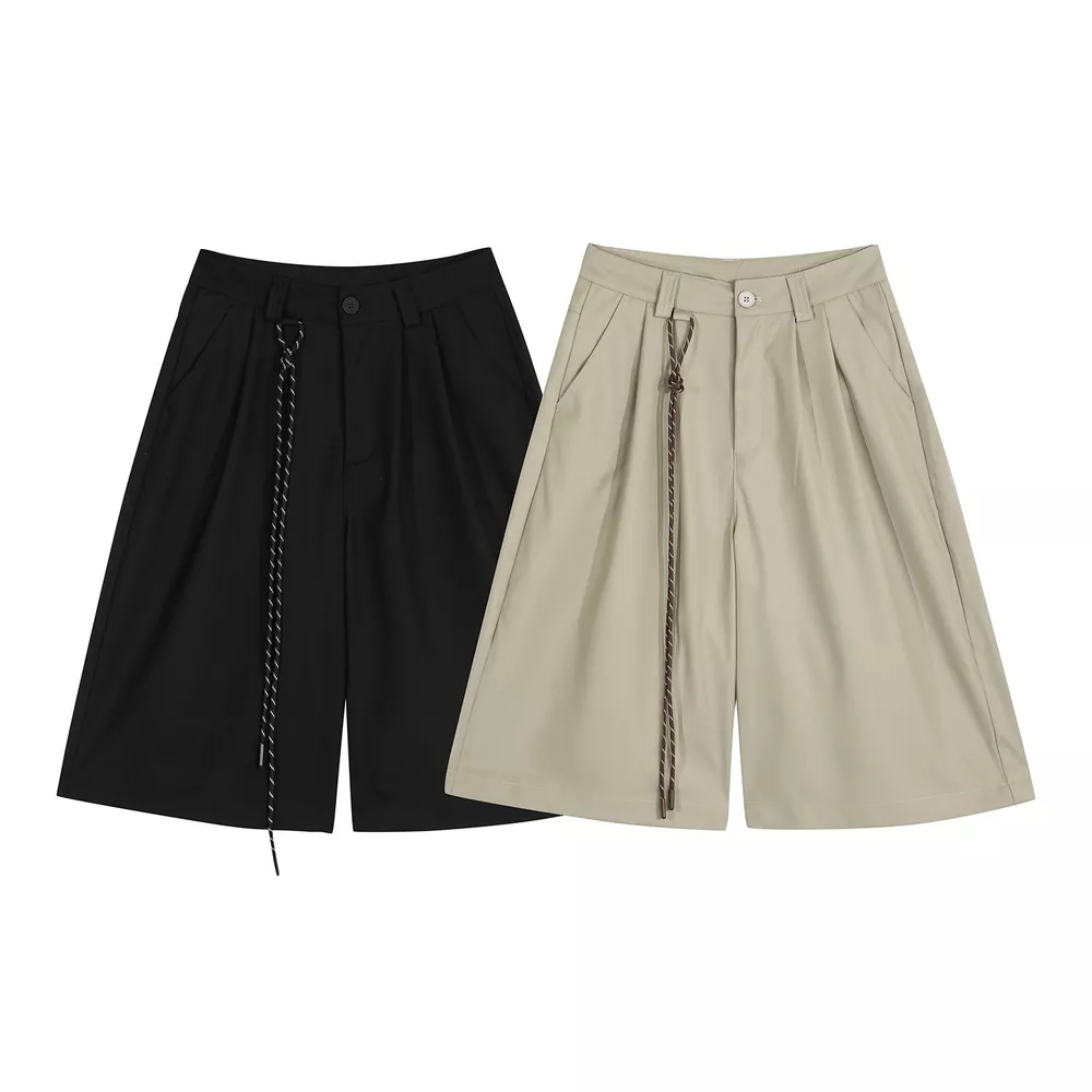 Men's Wide-Leg Shorts with Decorative Drawstring, image 4