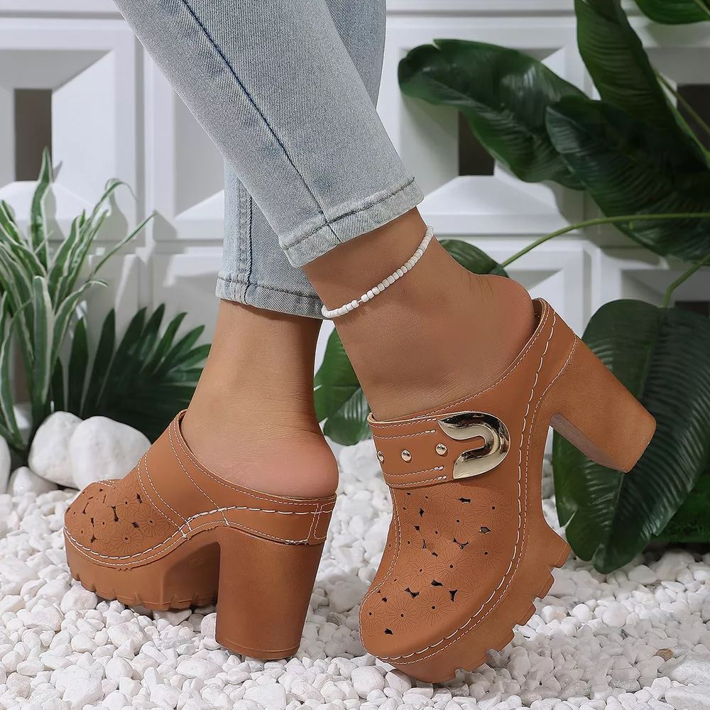 Round Toe Block Heels Sandals, image 16