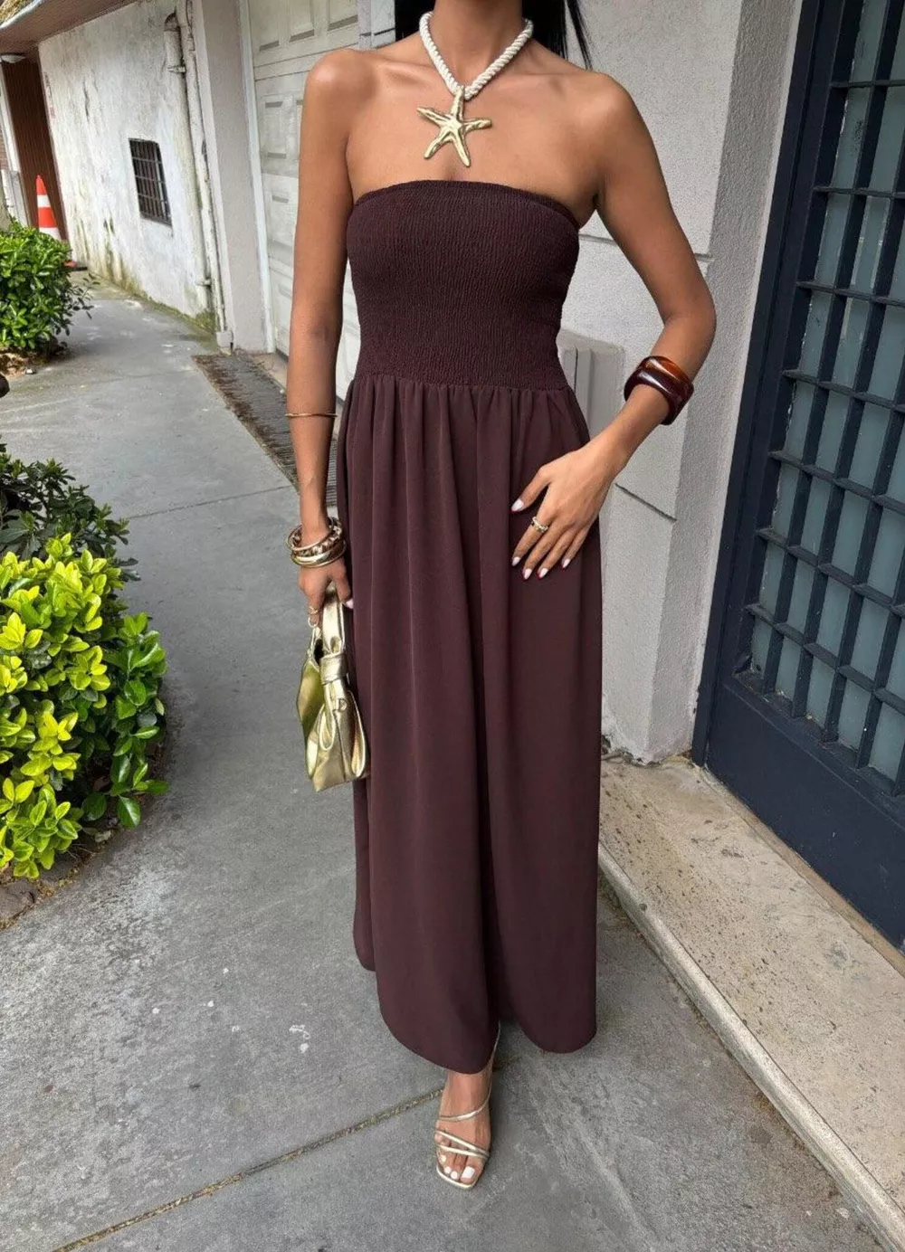 Strapless Smocked Maxi Dress, image 7