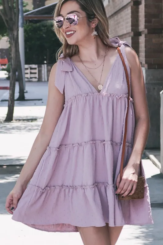 Polka Dot Textured Layered Flounce Ruffle Dress, image 3