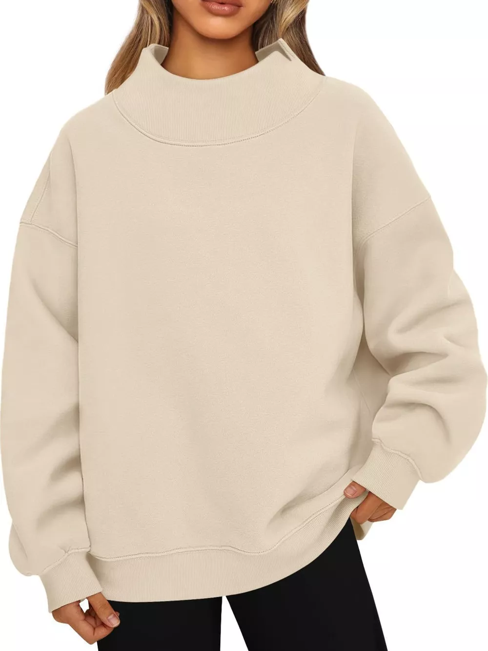 Oversized Mock Neck Long Sleeve Sweatshirt, image 8