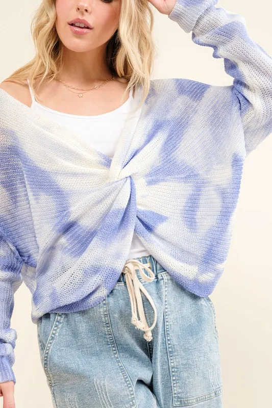 Blue Tie Dye Twisted Sweater, image 6