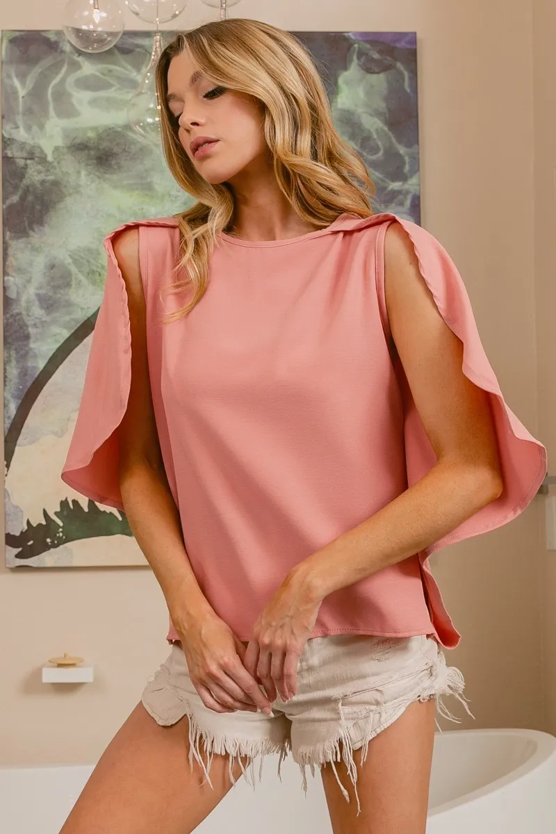 Woven Top With Fold Over Back Detail, image 2