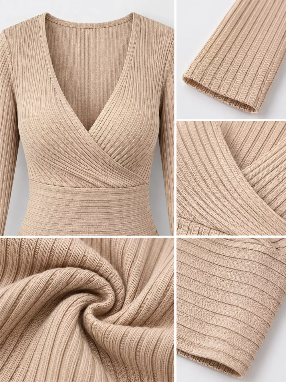 Full Size Ribbed Long Sleeve Slim Fit T-Shirt Plus Size, image 16