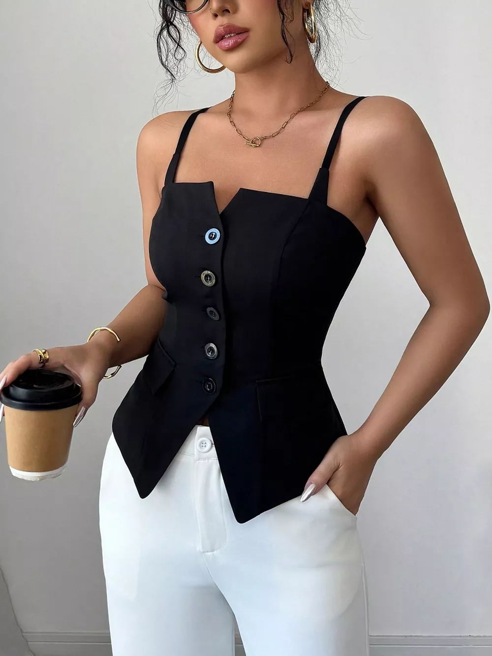 Button-Front Cami Top, image 4