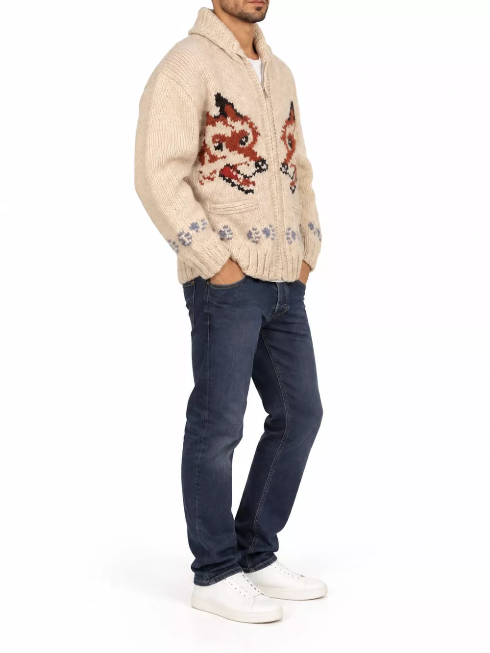 Men's Full Size Animal Chunky Knit Zip-Up Cardigan Plus Size, image 9
