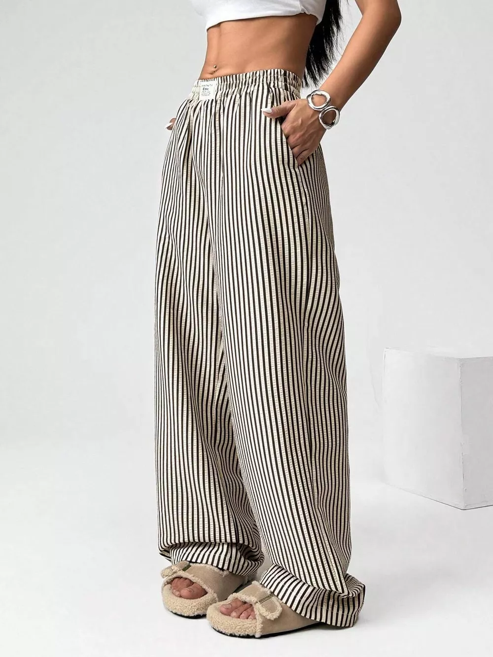 Striped High-Waisted Wide Leg Pants, image 15