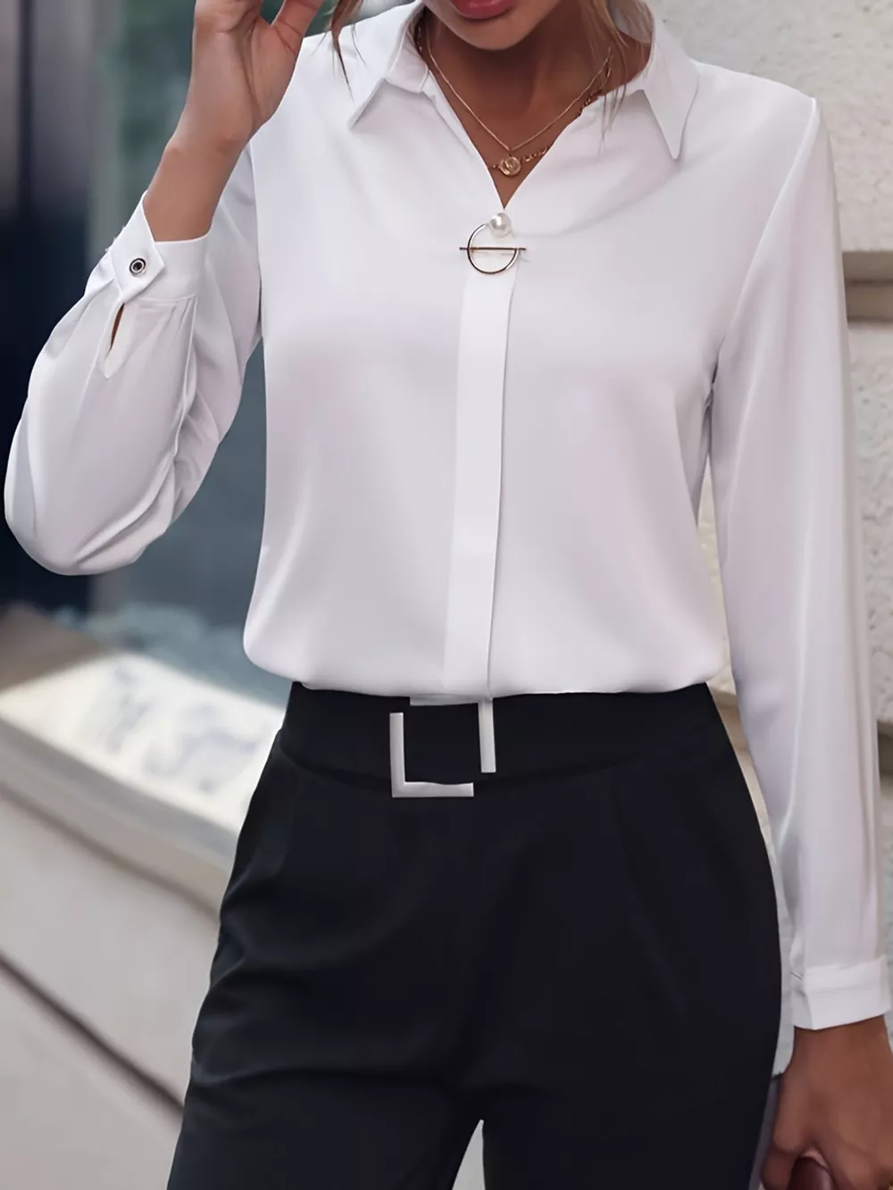 Long Sleeve Satin Blouse, image 2