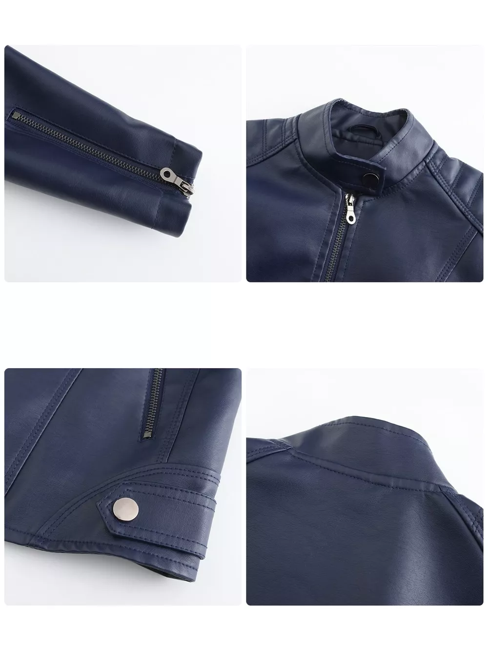 Full Size Slim Fit Faux Leather Moto Jacket Plus Size, image 33