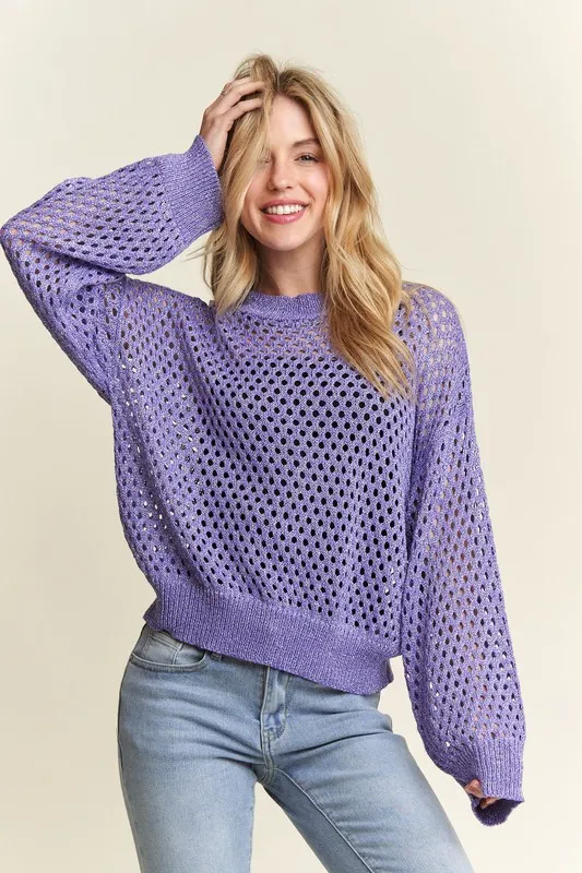 Round Neck Lurex Crochet Top