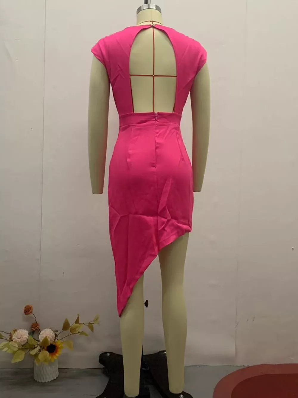 Full Size Elegant Asymmetrical Backless Pleated Dress Plus Size, image 21