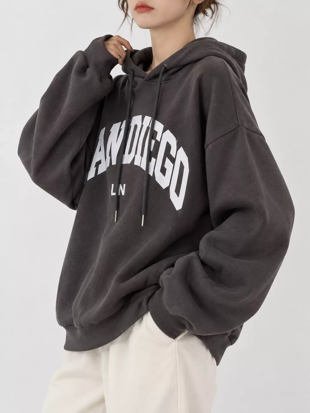 Letter Graphic Long Sleeve Hoodie, image 22