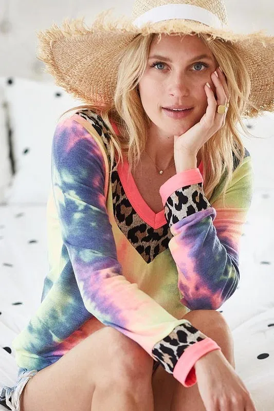 Tie Dye Terry V-Neck Top, image 7