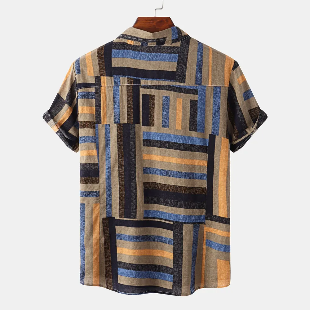 Men's Plus Size Geometric Print Short Sleeve Casual Shirt, image 4