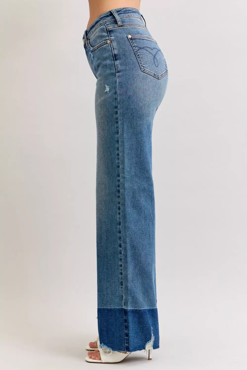 Raw Hem High Waist Column Straight Jeans, image 2