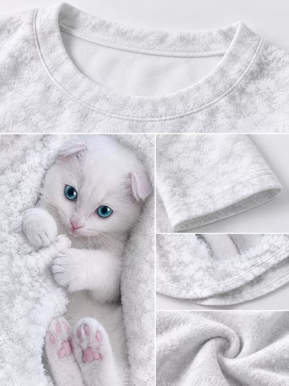 Full Size Cat Graphic Round Neck Top Plus Size, image 16