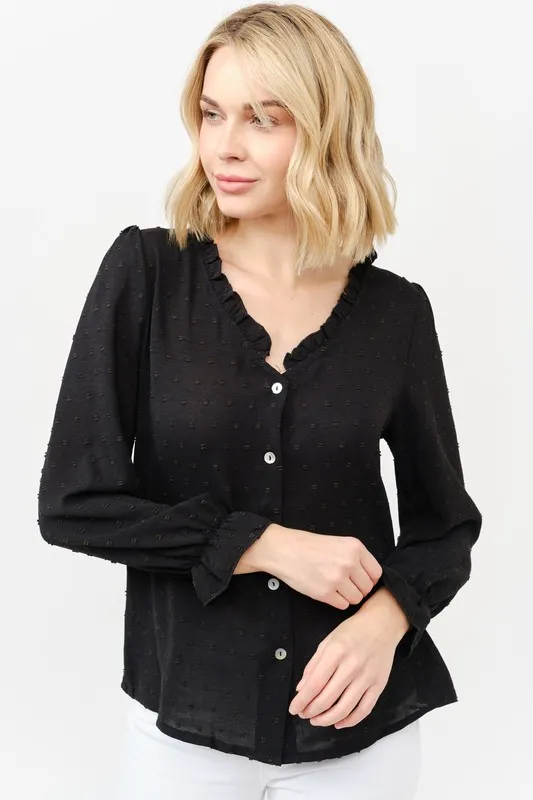 Polka Dot Ruffle Detailed Blouse Top, image 6