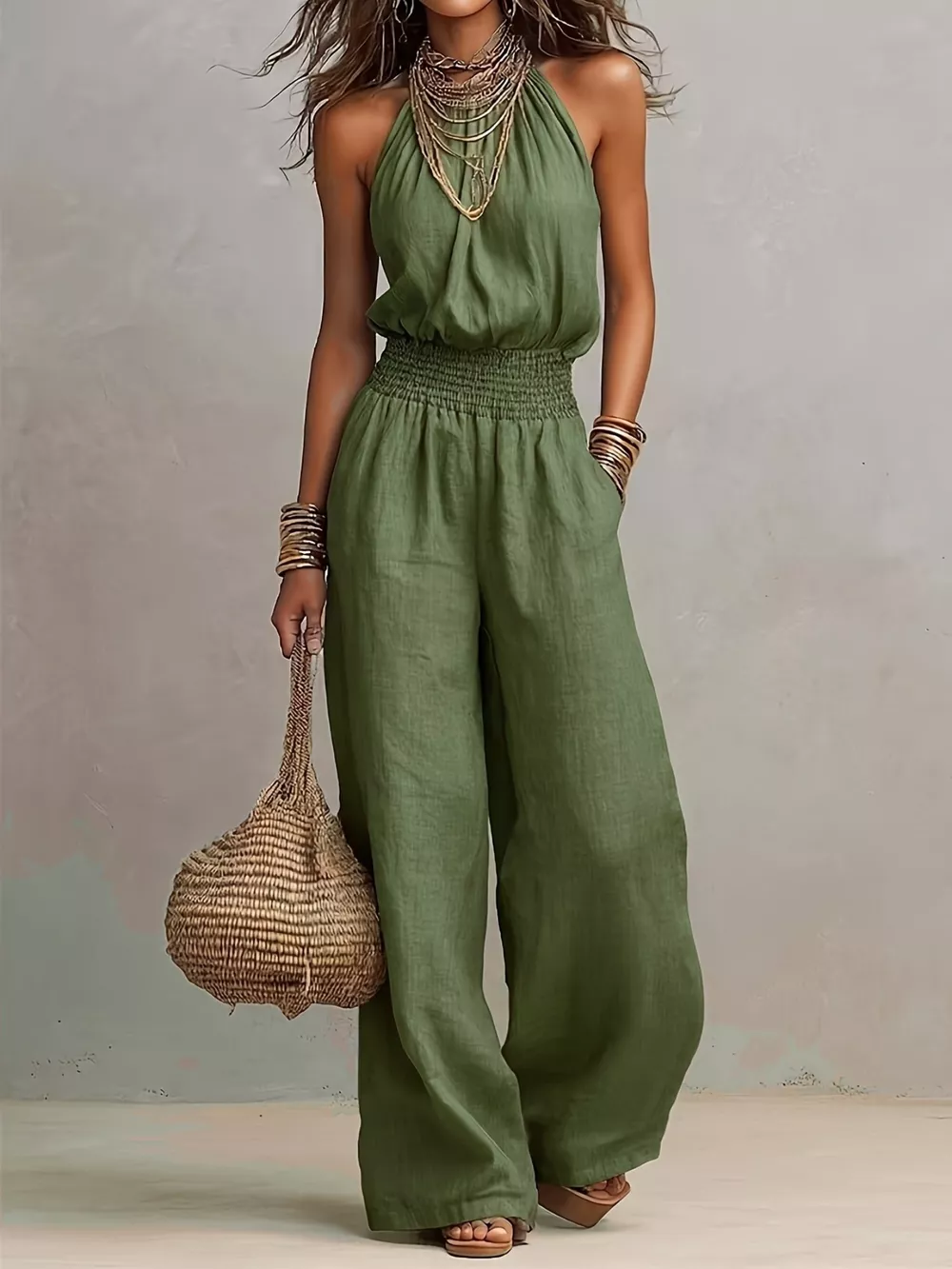 Elegant Halter Neck Wide-Leg Jumpsuit, image 7