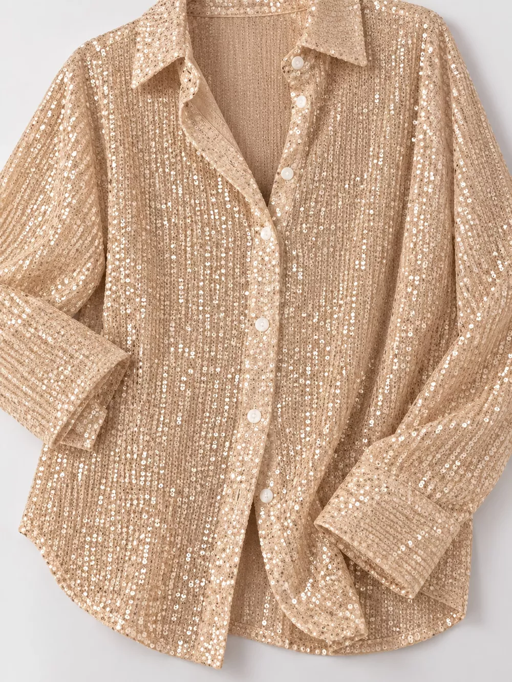Full Size Sequin Button-Down Shirt Plus Size, image 39