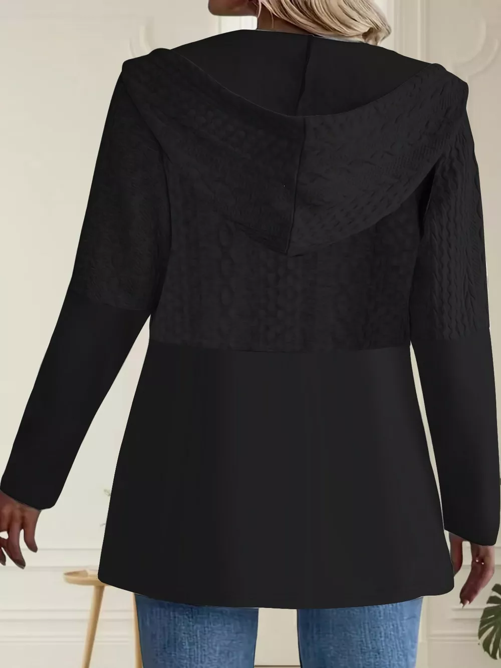 Full Size Textured Hooded Zip-Up Jacket Plus Size, image 6