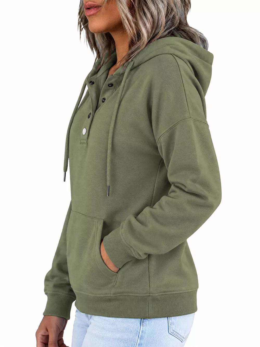 Full Size Kangaroo Pocket Dropped Shoulder Hoodie Plus Size, image 18