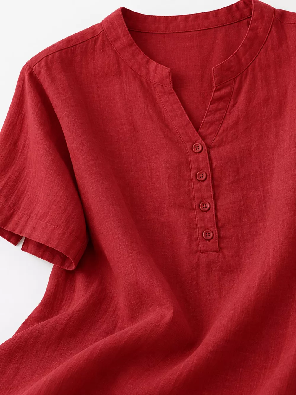 Full Size Notched Short Sleeve Oversize Blouse Plus Size, image 5