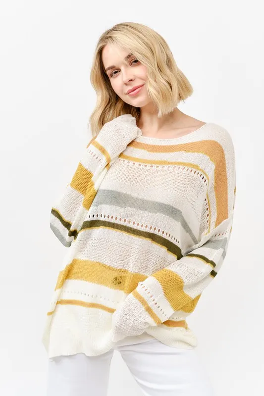 Abstract Striped Light Weight Loose Sweater, image 2