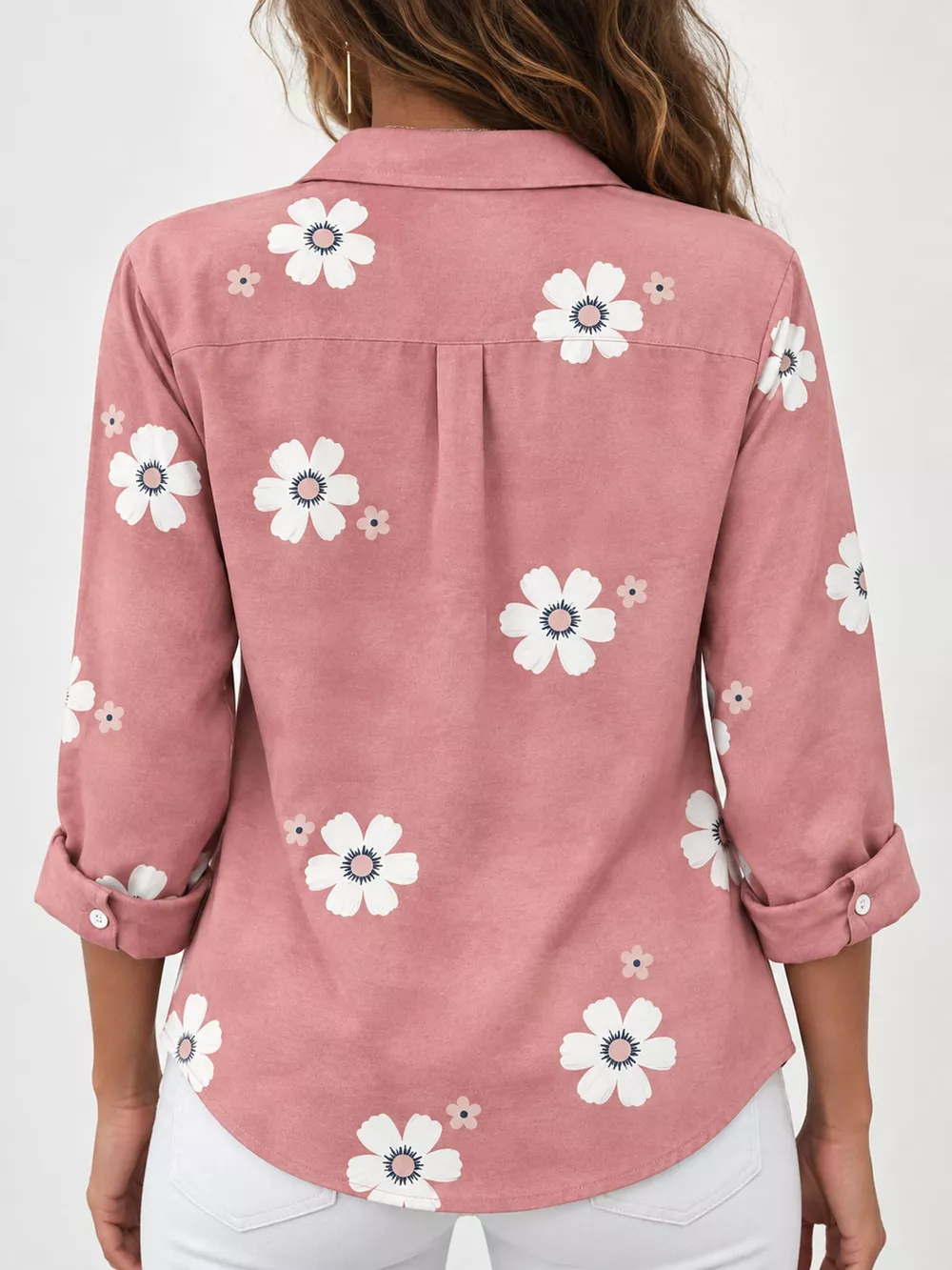Full Size Floral Print Button-Down Casual Shirt Plus Size, image 8
