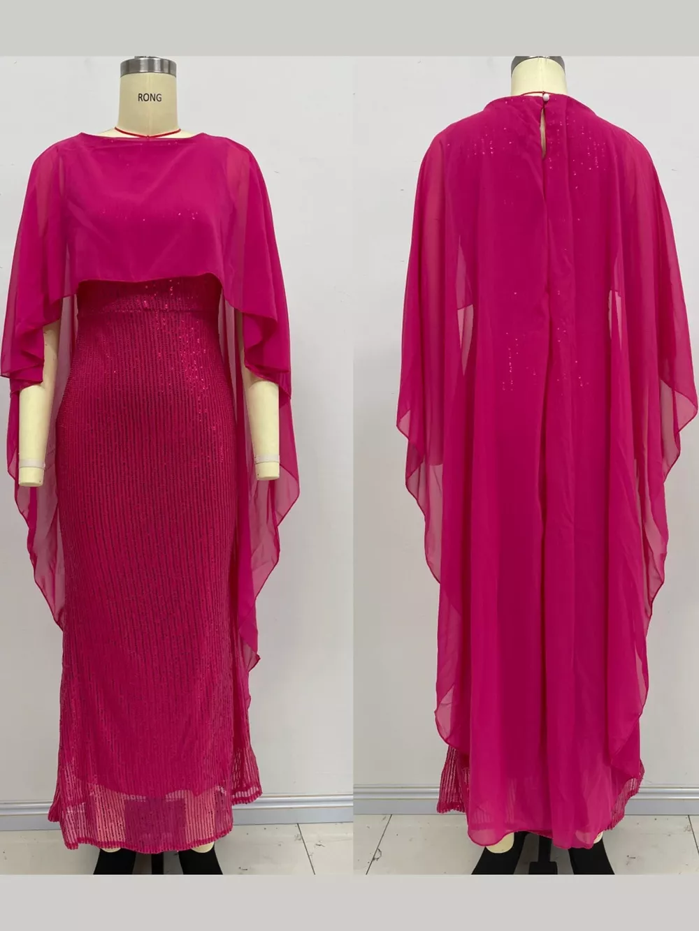 Sequin Cape Overlay Evening Dress, image 29