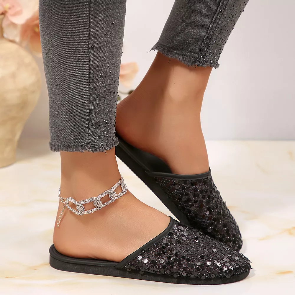 Round Toe Sequin Sandals, image 5