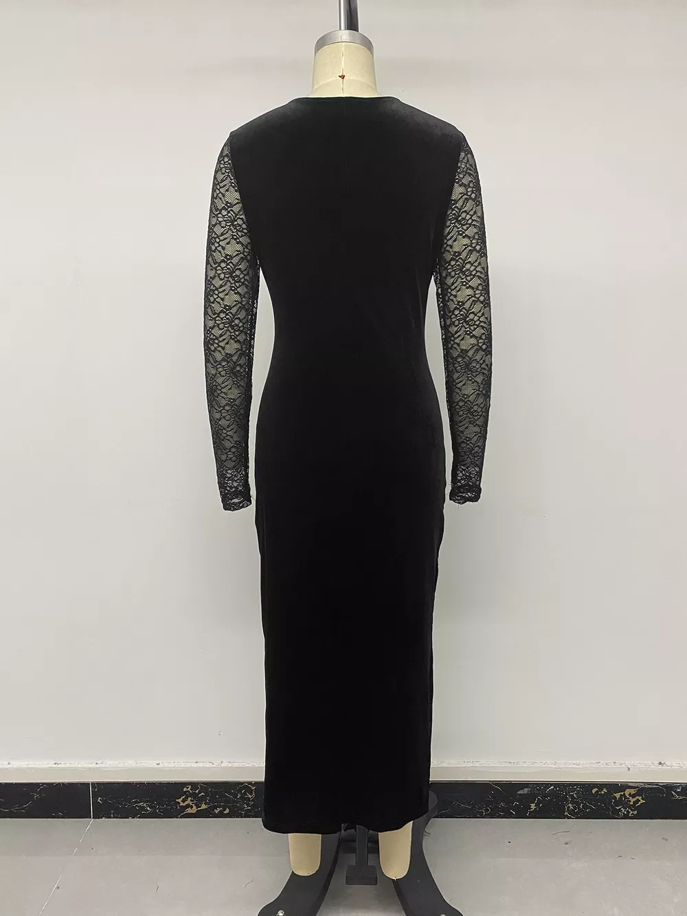 Elegant Lace and Velvet Midi Dress, image 8