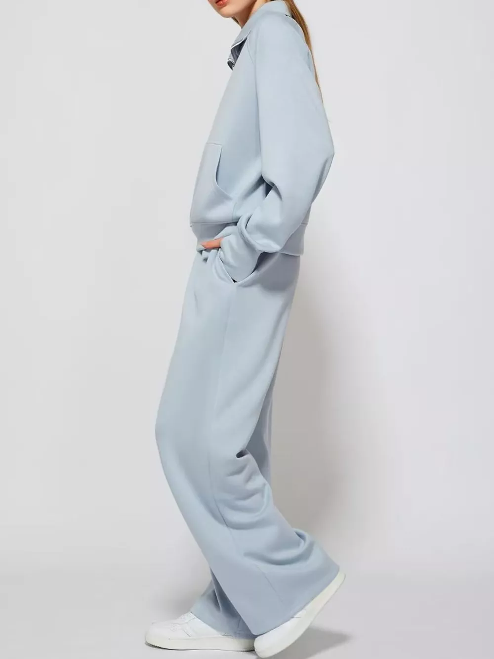 Half-Zip Sweatshirt and Wide-Leg Pants Set, image 31