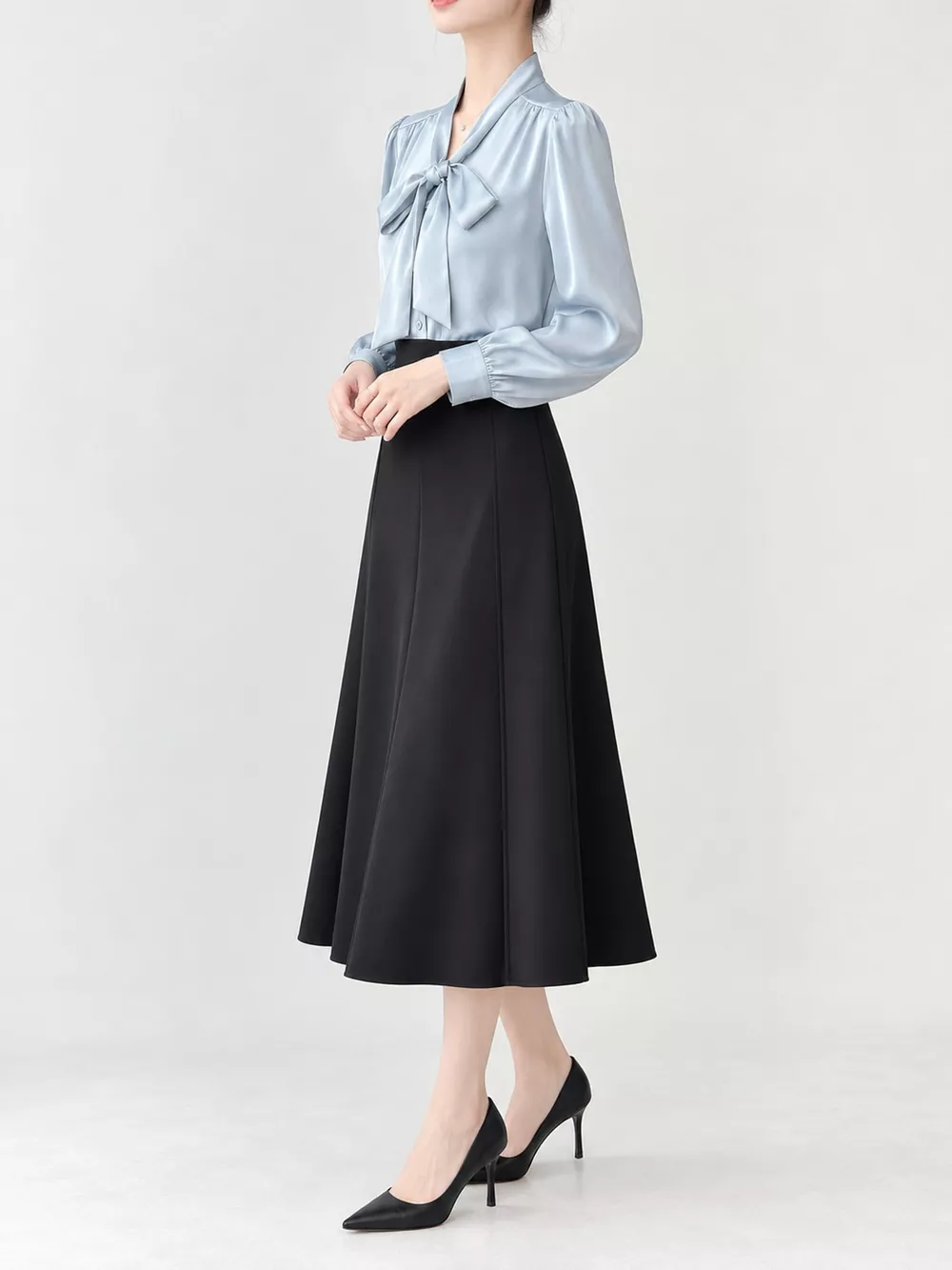 Full Size Tie Front Long Sleeve Shirt Plus Size, image 7