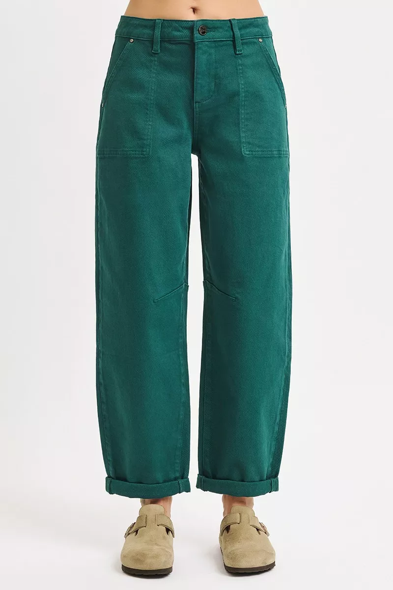 High Rise Ankle Cuffed Barrel Pants, image 3