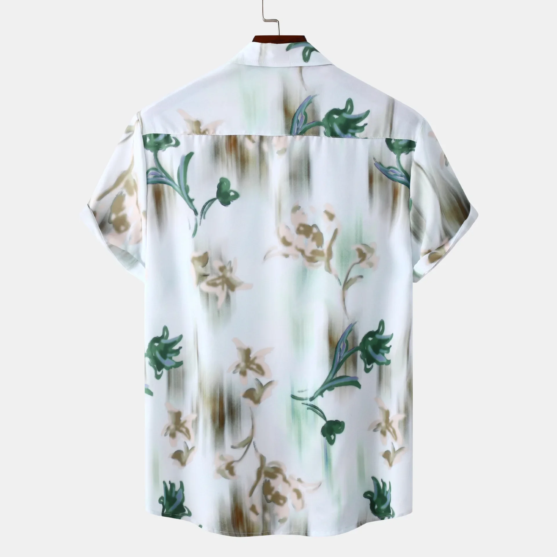 Men's Plus Size Printed Short Sleeve Button-Up Summer Shirt, image 2