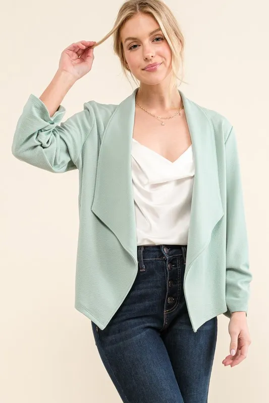 Stretch Non-Wrinkled Basic Open-Front Blazer, image 2