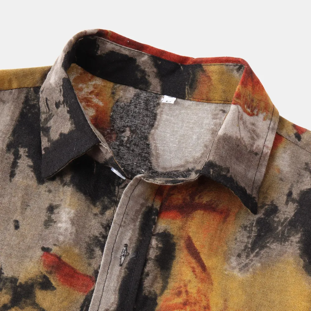 Men's Plus Size Abstract Print Short Sleeve Button-Up Casual Shirt, image 3