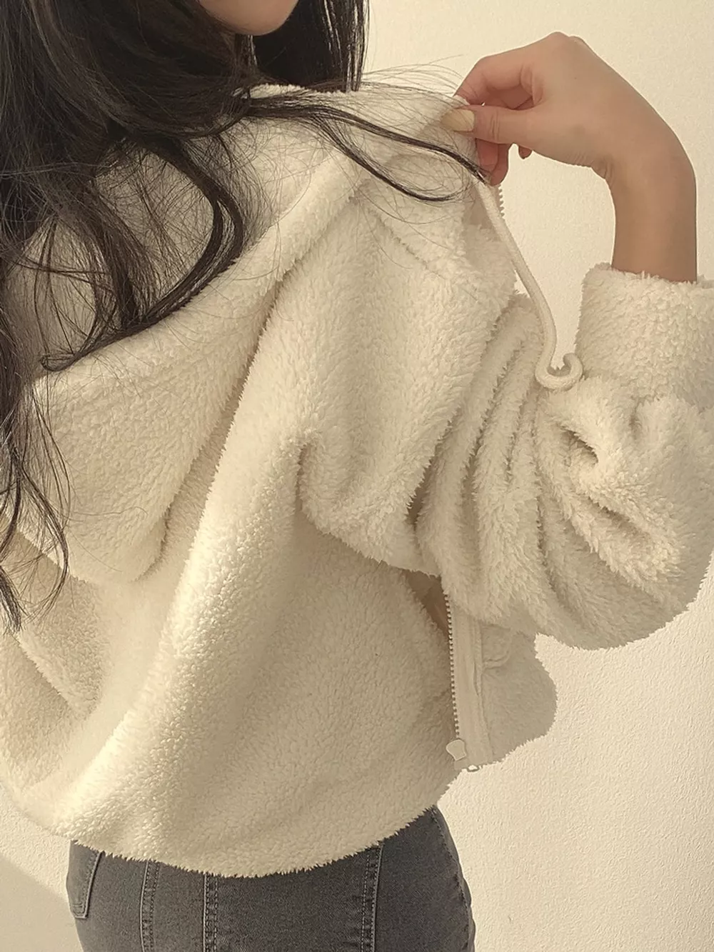 Oversized Sherpa Zip-Up Hoodie, image 7