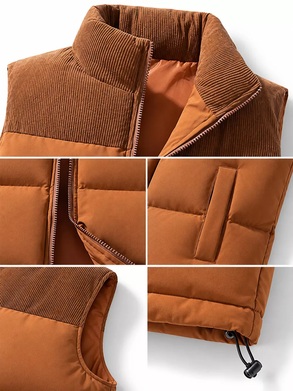 Men's Full Size Corduroy Patchwork Puffer Vest Plus Size, image 11