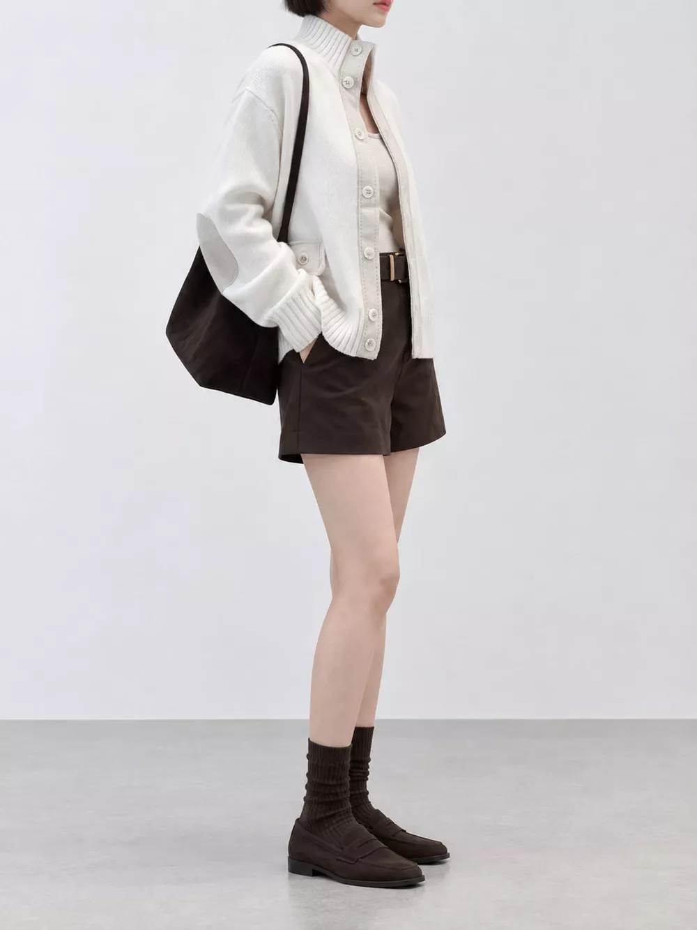 Ribbed-Knit Mock Neck Cardigan, image 2