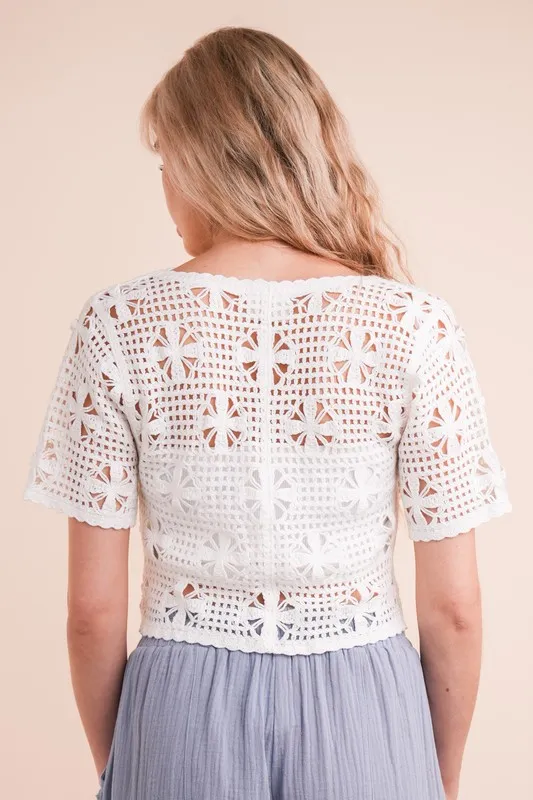 Front Tie Crochet Crop Top, image 2