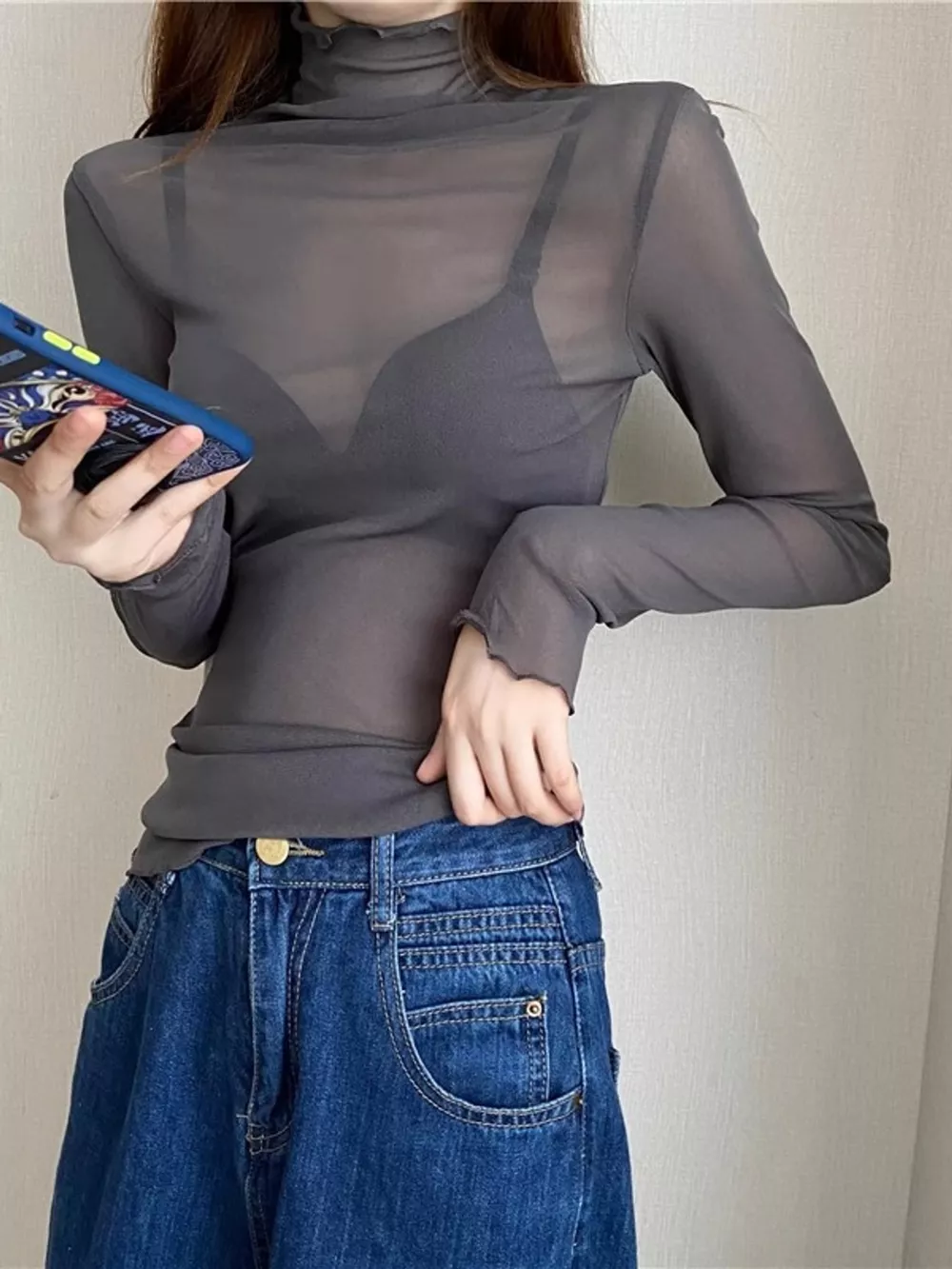Turtleneck Long Sleeve Slim Fit T-Shirt, image 4