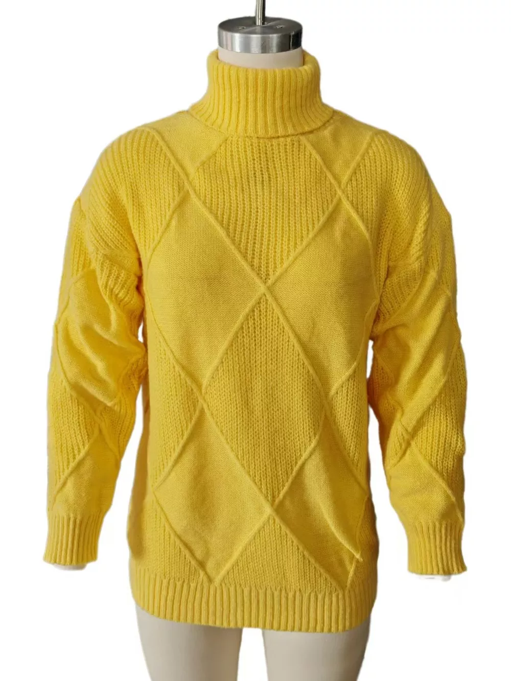 Full Size Diamond Pattern Turtleneck Sweater Plus Size, image 6